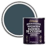 Rust Oleum Peinture Bleue Résistante à l'eau pour Faïence de Cuisine, Finition Mate   Bleu du Soir 750ml
