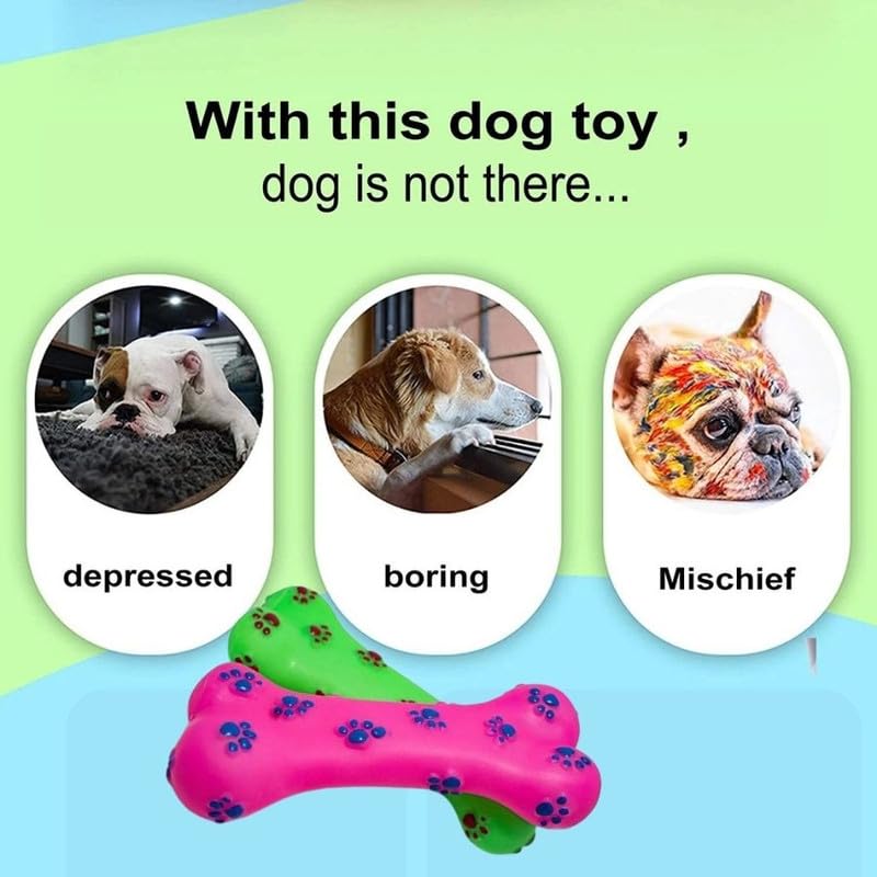 BohoBark Dog Bone Toy, Durable Indestructible Dog Chew Toy Anxiety Reduction Interesting Teeth Grinding Cleaning Tear Resistant Rubber for Pet Supplies for Dog (L) Pack of 1 3