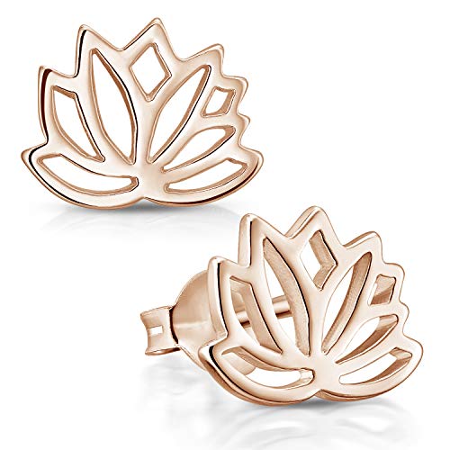 MATERIA Rosegold Ohrringe Lotus Schmuck - Damen Ohrstecker Silber 925 vergoldet SO-208-Rose