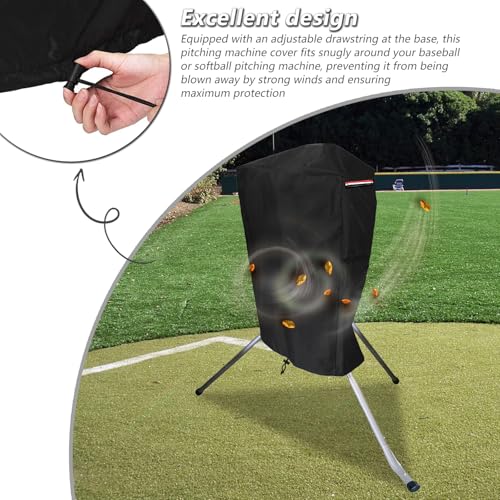 Pitching Machine Cover,Universal Heavy-Duty Weatherproof Protection for Baseball/Softball Pitching Machines,Fits Single-Wheel and Multi-Speed Models,Indoor and Outdoor Use by Exokugo - Used condition - Image 4