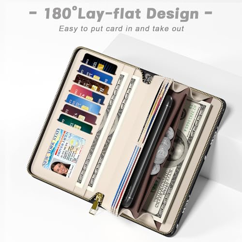 Image of Aiawoxc Womens Wallet, RFID Wristlet Wallets for Women, Ladies Clutch Purses, Large Travel Card Holder with Phone Holder | RFID