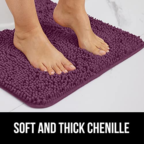 Image of Gorilla Grip Original Luxury Chenille Bathroom Rug Mat, 30x20, Extra Soft and Absorbent Shaggy Rugs, Machine Wash Dry, Perfect Plush Carpet Mats for Tub, Shower, and Bath Room, Eggplant