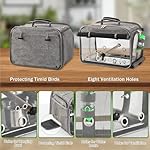 Suertree Bird Carrier Airline Approved, Travel Bird Cage with Indestructible Stainless Steel Mesh, Bird Travel Carrier Lightweight and Portable with Water Bottle and Bowl - Image 4