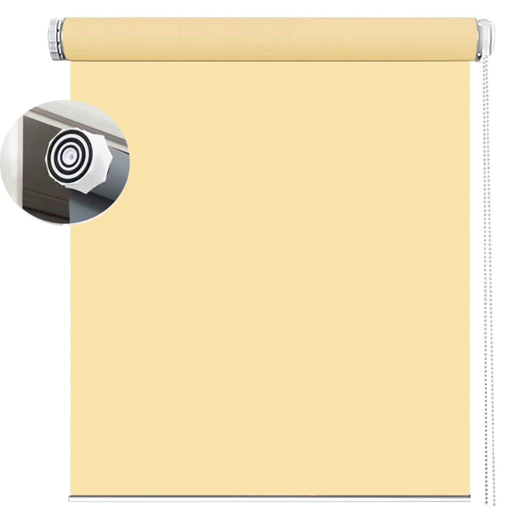 Window Blind 90 x 90 cm Privacy Protection Easy to Install, Blackout Curtain Roller Shades Easy Fit Fittings Included for Any Window, Loft, Beige — image 1