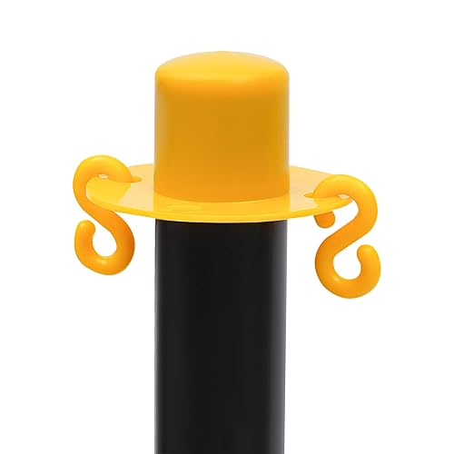 Miniatura 6 de 6 piezas de conos de tráfico con base rellenable de polietileno amarillo, poste de estacionamiento portátil con cadenas de 6.6 pulgadas, conos de