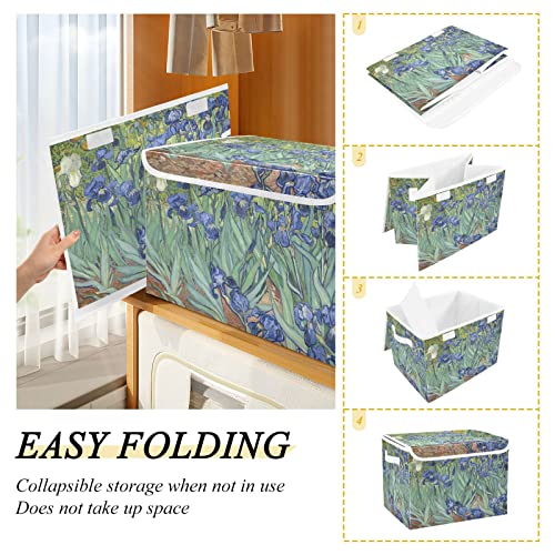 Cataku Irises Van Gogh Storage Bins With Lids Fabric Large Storage Container Cube Basket With Handle Decorative Storage Boxes For Organizing Clothes Shelves #TOP5