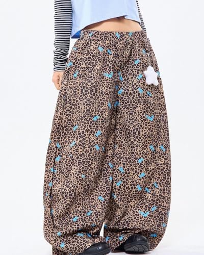 Y2k Unisex Vintage Leopard Star Print Grunge Baggy Wide Leg Pants Hiphop Streetwear Harajuku Oversize Casual Trousers2