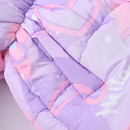 Winter Coats For Girls Hooded Waterproof Floral Printed Kids Toddler Warm Snow Jacket Thick Puffer Outerwear (C, 5-6 Years)3