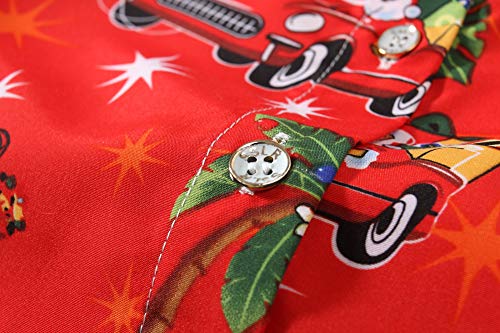 Image of SSLR-Big-Girls-Christmas-Shirts-Santa Claus Reindeer Ugly Hawaiian Christmas Shirts Button Down Long Sleeve Funny