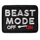 Beast Mode Crossfit Patch, Beast Mode Off to On Fitness Hook & Loop Embroidery Patches for Tactical Vest Hats Clothes Caps Bags Backpacks