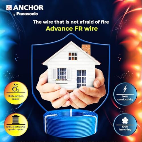 Image of Anchor by Panasonic Advance FR 90m 1 sq.mm Electric Wire, PVC Insulated Class 2 Conductor (100% Copper), Anti-Rodent & Flame Retardant Wire for Domestic & Industrial Use (27390RD)