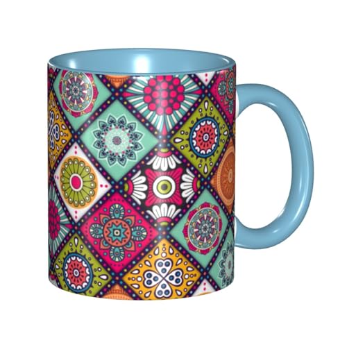 マグカップ エスニック柄 マンダラ柄 曼荼羅 コーヒーカップ 330ml 陶器 食器 おしゃれ 男女兼用 ミルクコップ コーヒー ティー オフィス 家庭用 誕生日 贈り物