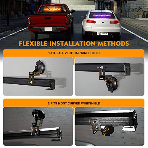 Xprite 31.5 Inch Led Traffic Advisor Strobe Light Bar, 21 Flashing Patterns W/ Suction Cup Mount, Windshield Deck Emergency Warning Safety Lightbar For Firefighter Volunteer Pov Vehicles Trucks - Red #TOP4