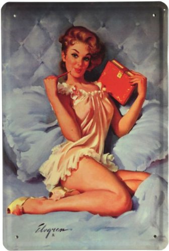 Plaque publicitaire pin up miliaire en maillot de bain bombe 30x20 cm