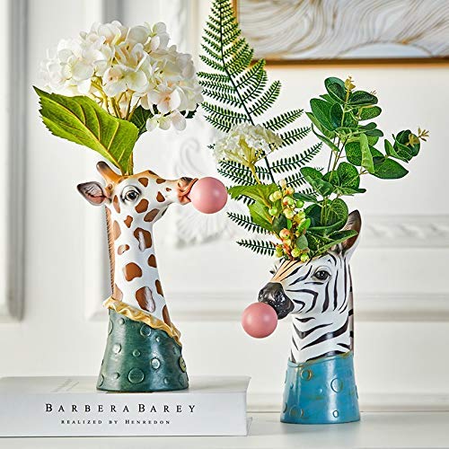 Flower vase Resin Cartoon Animal Head Vase Succulents Flower Pot Coffee Shop Showcase Blowing Bubbles Simulation Decor