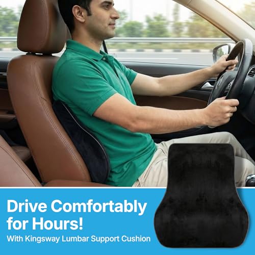 Image of KINGSWAY Car Accessories Orthopedic Lumbar Support Seat Cushion, Universal Use Car Pillow, Memory Foam Pillow in Black, Super Soft and Super Comfort Design Sciatica Back Support, Pack of 1