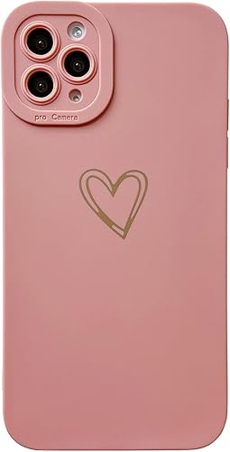 Miniatura 8 de Qokey Funda para iPhone 11 Pro Max (6.5 pulgadas 2019), lindo corazón de amor chapado lateral y trasero con lente anticaída, protección de TPU