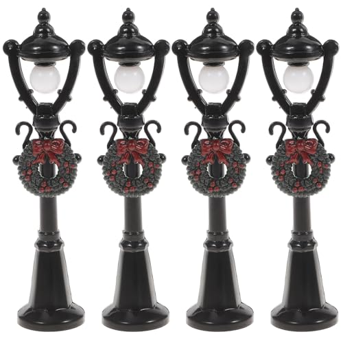 Vaguelly 4 Piezas Miniatura Farola para Casas de Muñecas Modelo de Calle Resistente para Decoración Creativa de Jardines y Paisajes Miniatura