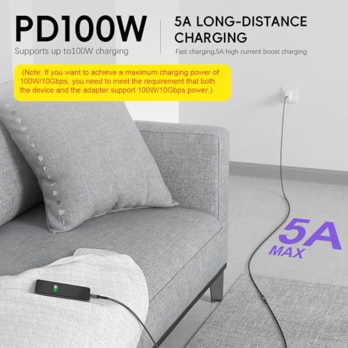 Image of Verilux PD 100W Type C Cable Fast Charging, 9.8Ft /3M USB C Extension Cable Support 10Gbps Data Transfer with 4K@60Hz HD Video Output, USB Type C Male to Female for iPhone 17 /16 /15, iPad Pro, MacBook