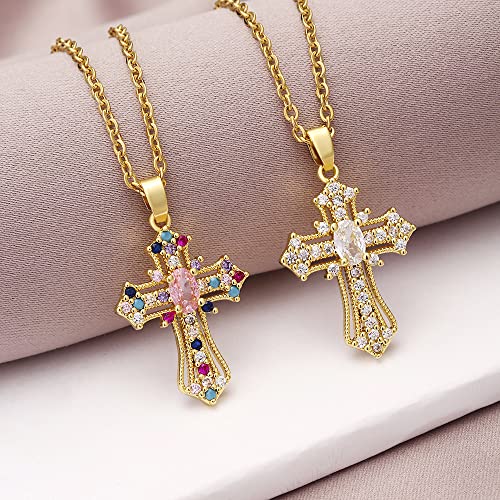 Gold Cross Necklace for Women - Handmade CZ Dainty Faith Pendant Necklace, 18K Plated Hypoallergenic Jewelry Gifts3