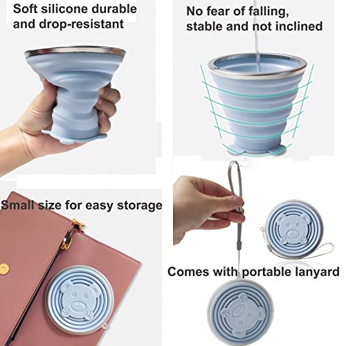 Gouccpu 2 Pack Silicone Collapsible Cups For Traveling, Portable Collapsible Travel Cup, Folding Camping Cup With Lids, Reusable Expandable Drinking Cup For Travel Camping Hiking Large Capacity 320Ml #TOP3