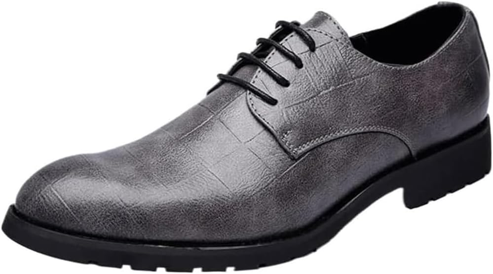 Men's Wingtip Dress Sneakers Faux Patent Leather Lace-Up Outdoor Office Business Formal Tuxedo Shoes for Men Comfortable Work Wedding Shoes