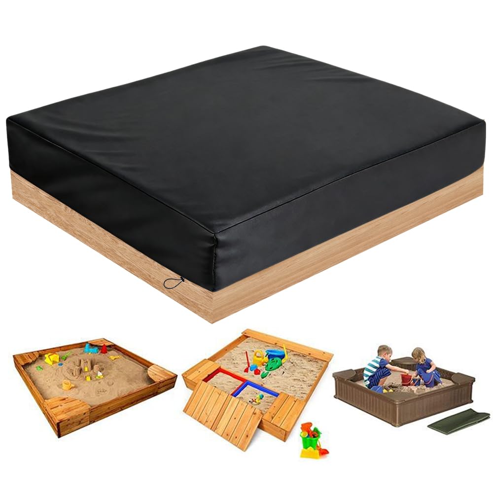 Mineup Housse de Bac à Sable 160 x 160 cm, Couverture de Bac à Sable avec Cordon de Serrage, Protection Bac à Sable, Bâche Bac à Sable pour bac à Sable, Piscine, Jardin