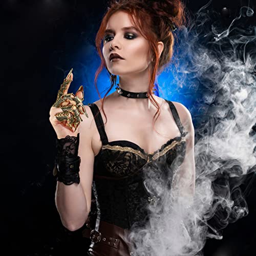 3Pcs Finger Armor Resizable Punk Full Finger Ring Claws Adjustable Long Knuckle Rings For Women Men Vintage Halloween Cosplay Party Jewelry（Medium Size 4-8） #TOP5