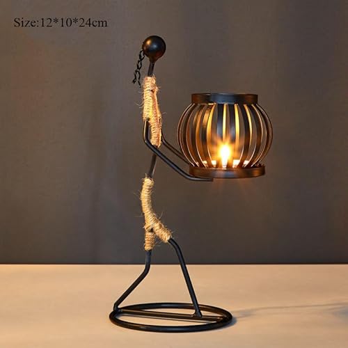 Qiaozhi QZ1020 Creative African Tribal Lady Candle Holders Sets Of 2,African Women Iron Candlestick Holder thumb #2
