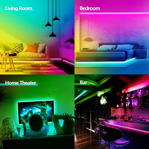 Fonewe 65.6Ft Led Lights For Bedroom Ultra Long Music Sync Led Strip Lights Led Lights With App And Remote Rgb Color Changing Led Light Strip Lights For Bedroom Halloween Christmas #TOP2
