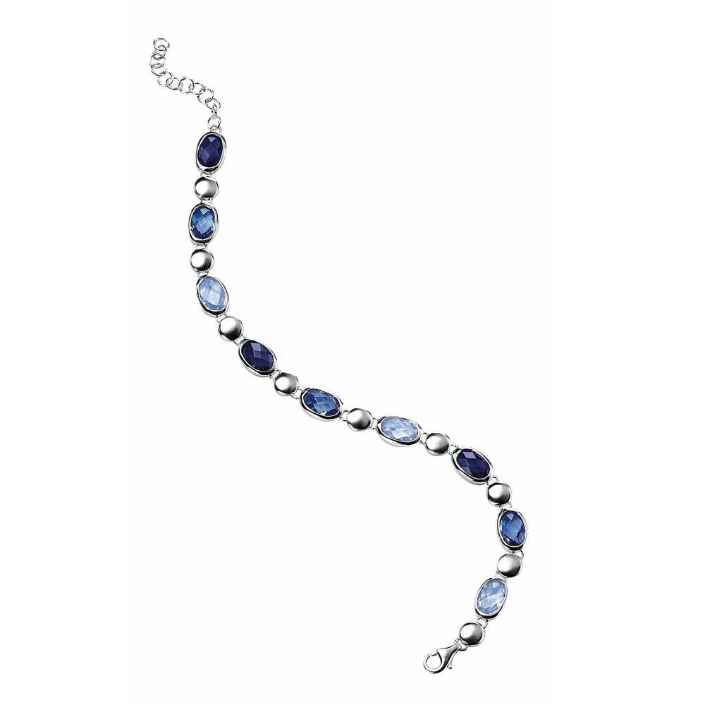 TJH CollectionSilver Multi Blue Oval Crystal Bracelet B3199L