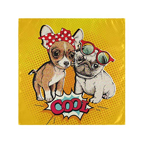 Susiyo Animal Pop Art Comic Puppies Pug Dogs Cloth Napkins Set Of 4 Washable Polyester Dinner Napkins Soft Reusable Table Napkins For Home Xmas Holiday Party Wedding 20 X 20 In #TOP6