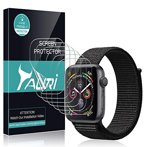 TAURI [6-Pack] Screen Protector for Apple Watch 44mm/42mm (Series 5/4/3/2/1 Compatible), Max Coverage Anti-Bubble HD Flexible Film