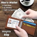 Portefeuilles bifold pour hommes, RFID Blocage du portefeuille PU Portefeuilles en cuir pour hommes Portefeuille minimaliste, portefeuille masculin léger Portefeuille masculin mince pour le travail, le shopping (Brown)