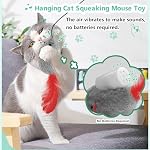 Self Play Cat Toys,2 Pack Door Hanging Cat Mouse Toy with Squeaky Sound,No Batteries Required,Interactive Cat Enrichment Toys for Bored Indoor Adult Cats,Cat Boredom Toys Mice with Feather Tail - Image 2