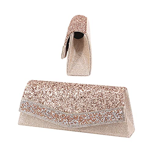 Naimo Flap Dazzling Clutch Bag Evening Bag With Detachable Chain (Champagne) #TOP2