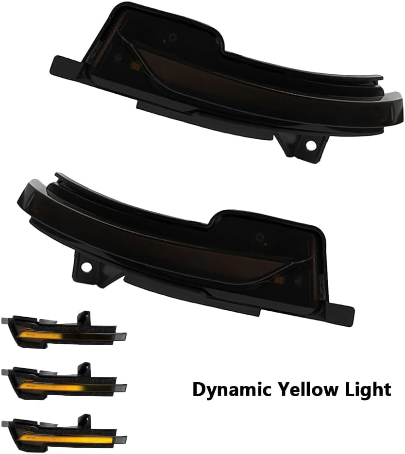 Sequential Smoked Lens LED Side Turn Signal Mirror Amber Lamp Light, Side Mirror Turn Signal Rearview Mirror Marker Light, Compatible with Ford Compatible with Mustang 2015-2021