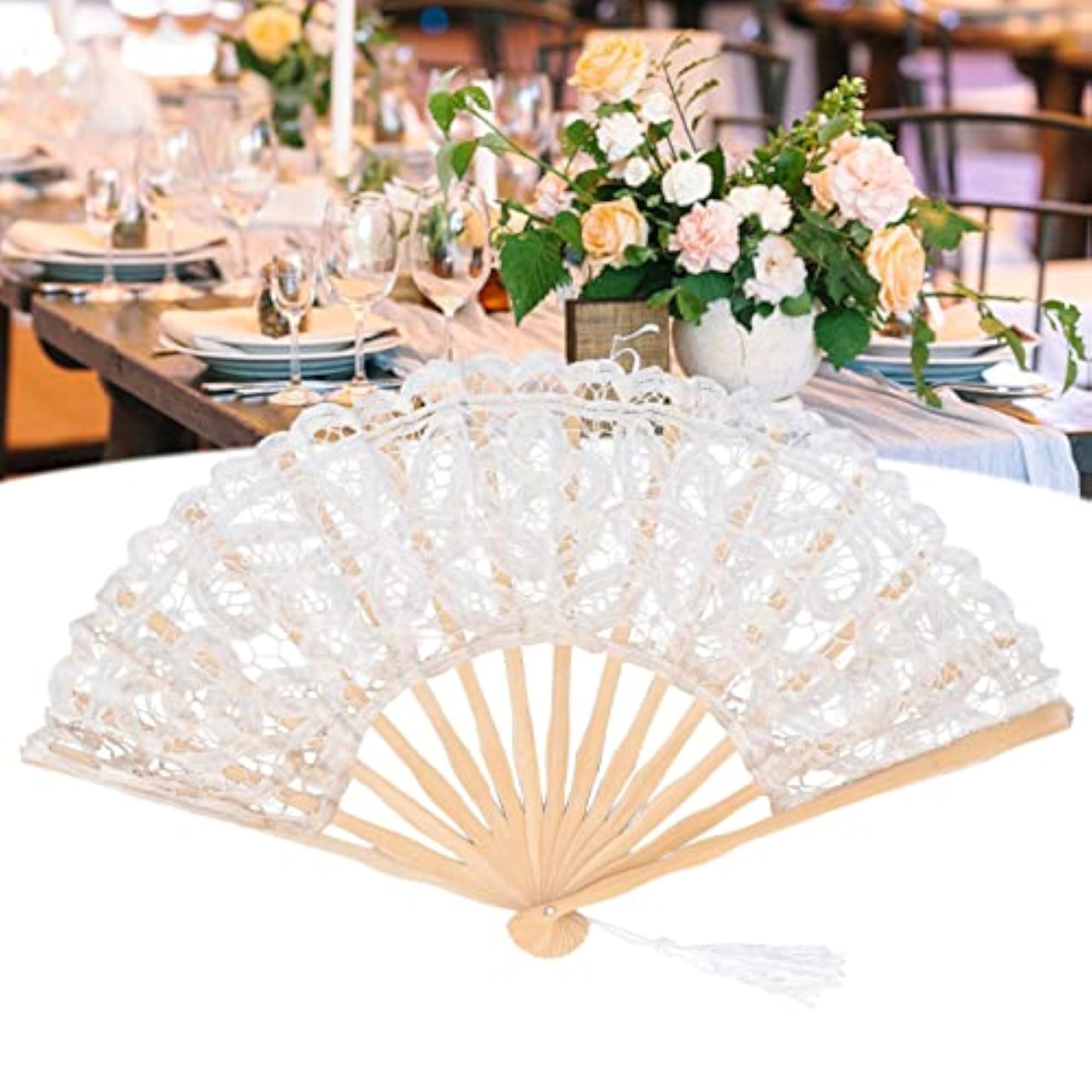 Exquisite Workmanship Lightweight Bamboo Fan with Tassel