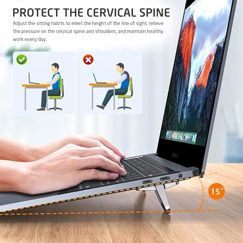 Image of Portable Foldable Mini Invisible Laptop Keyboard Riser, Self-Adhesive Cooling Pad,Laptop Desk Stand for MacBook Apple, Laptop, Lenovo, Dell, Hp, Acer& Other Laptops (Black)