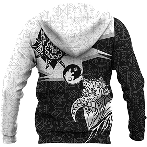 Sweat capuche loup viking Fenrir avec impression 3D textile premium - 3