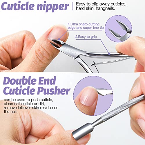 FANDAMEI-Nail-Files-and-Buffers-Nail-Cuticle-Remover-Kit-with-Nail-File-Nail-Buffer-Nail-Buffer-Block-Cuticle-Nipper-Cuticle-Pusher-Cuticle-Peeler-Nail-Cuticle-Oil-Lavender-for-Nail-Care
