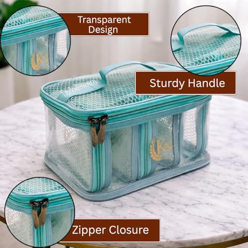 Image of Trendifly Set of 4 PVC Transparent Toiletry Travel Organizer Pouch for Women & Girls | Makeup Cosmetic Vanity Unisex Organiser Bag for Travelling | Jewellery Medicine & Shaving Kit Holder for Men