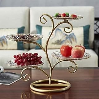 Owoce Miska Stojak Owoce Kosz Warzywny Blachtop Uchwyt Owocowy Stojak Wielopoziomowy Stojak serwujący z 4 płyt Łatwy montaż dla kuchni Salon Stół koszyk na owoce HAOHANYOUPIN