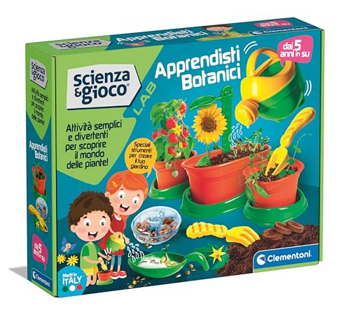 COSA CONTIENE: gioco scientifico Made in Italy per bambini dai 5 anni in su per accompagnarli alla scoperta del mondo della botanica; con semi, vasi, strumenti da giardiniere e innaffiatoio e manuale illustrato