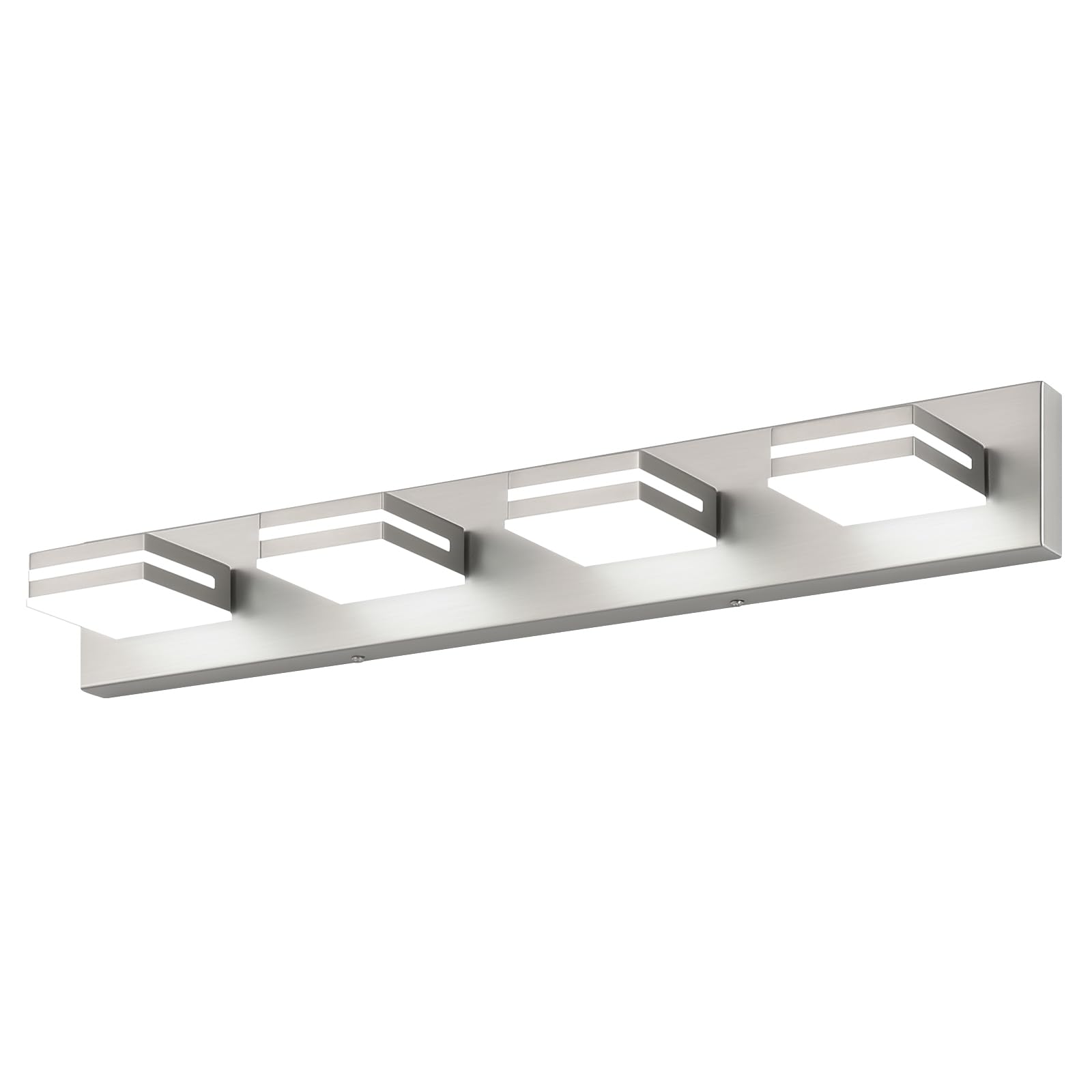 SineRise LED Modern Bathroom Vanity Light Fixtures, Modern Acrylic Bathroom Wall Lighting Fixtures Over Mirror, 4-Light, 30-Inch, Nickel, 100%-0% White
