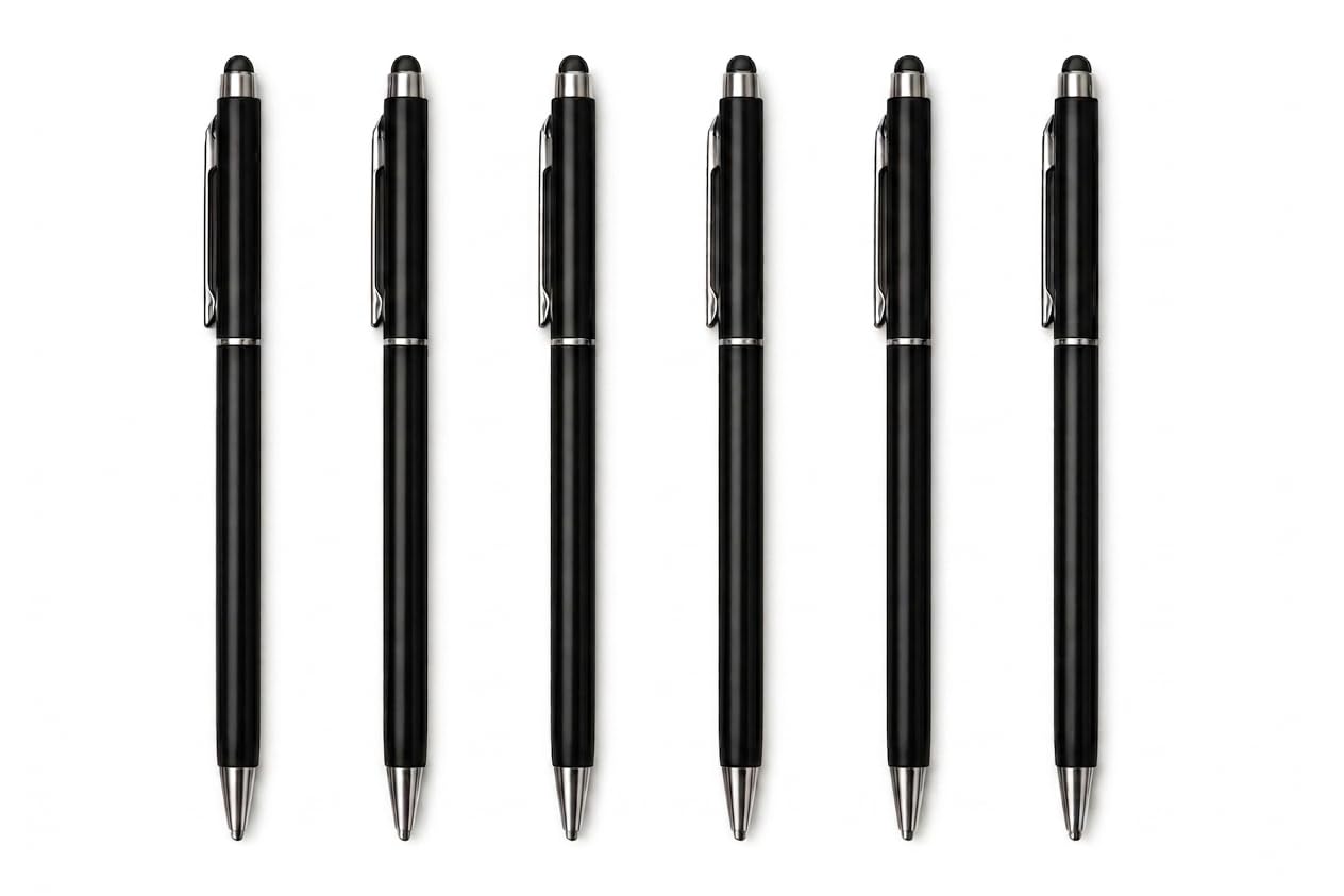 WORA 2-in-1 Touch Screen Stylus Pen with Black Ballpoint (Pack of 6) – Premium Black Plastic Body Pens for Mobile, Tablets, iPhone, iPad, Android & Office Writing-image-32