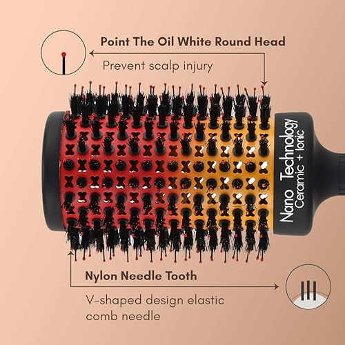 Image of Beaute Secrets Thermal Color Changing Heat Activated Round Brush-Hair Brush -Blow Dryer Brush- Detangling Brush - Reduces Frizz and Adds Volume - Defined Curls, Volume & Root-Lift -53mm Dryer Brush