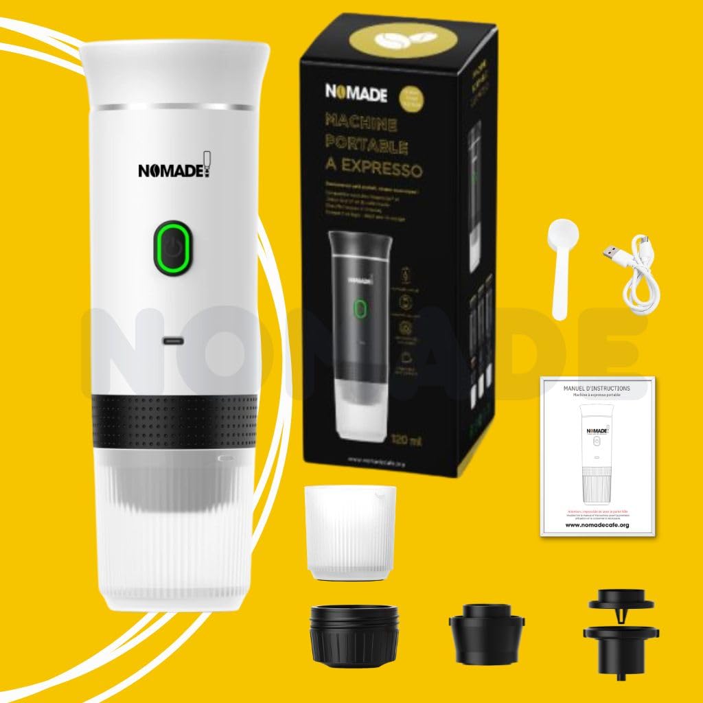 Macchina per espresso portatile, tipo 3 in 1: caffè macinato o compatibile con le capsule petite e compatibile grande capssule, 750 g, metallo (bianco)