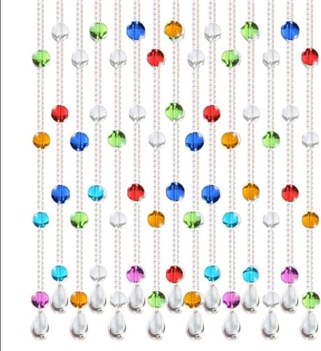 ストリングカーテン ビーズのれん キラキラカーテン 21ストランド ビーズカーテン おしゃれ タッセルドアカーテン 透明なガラス吊りビーズ 間仕切り 珠のれん 玄関 窓 カフェ 入り口 たまのれん ひも のれん カーテン(88cm)