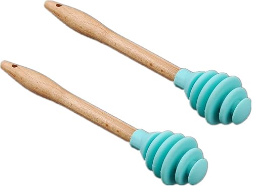 Paquete de 2 cucharas de silicona para mezclar miel, agitador de mezcla de miel, herramienta de cocina (entrega de color aleatorio)